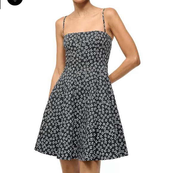 Staud Wylie Printed Mini Dress - Black Woodblock Floral, size 6 - Picture 1 of 8